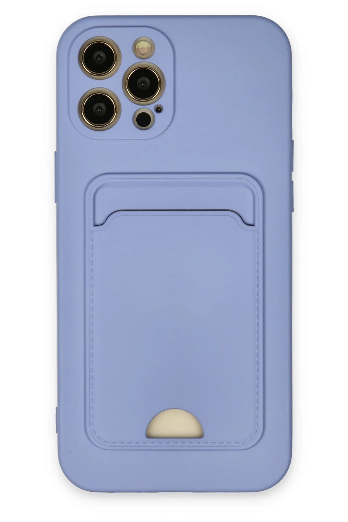 NewFace iPhone 12 Pro Max Kılıf Kelvin Kartvizitli Silikon - Lila NRMSA