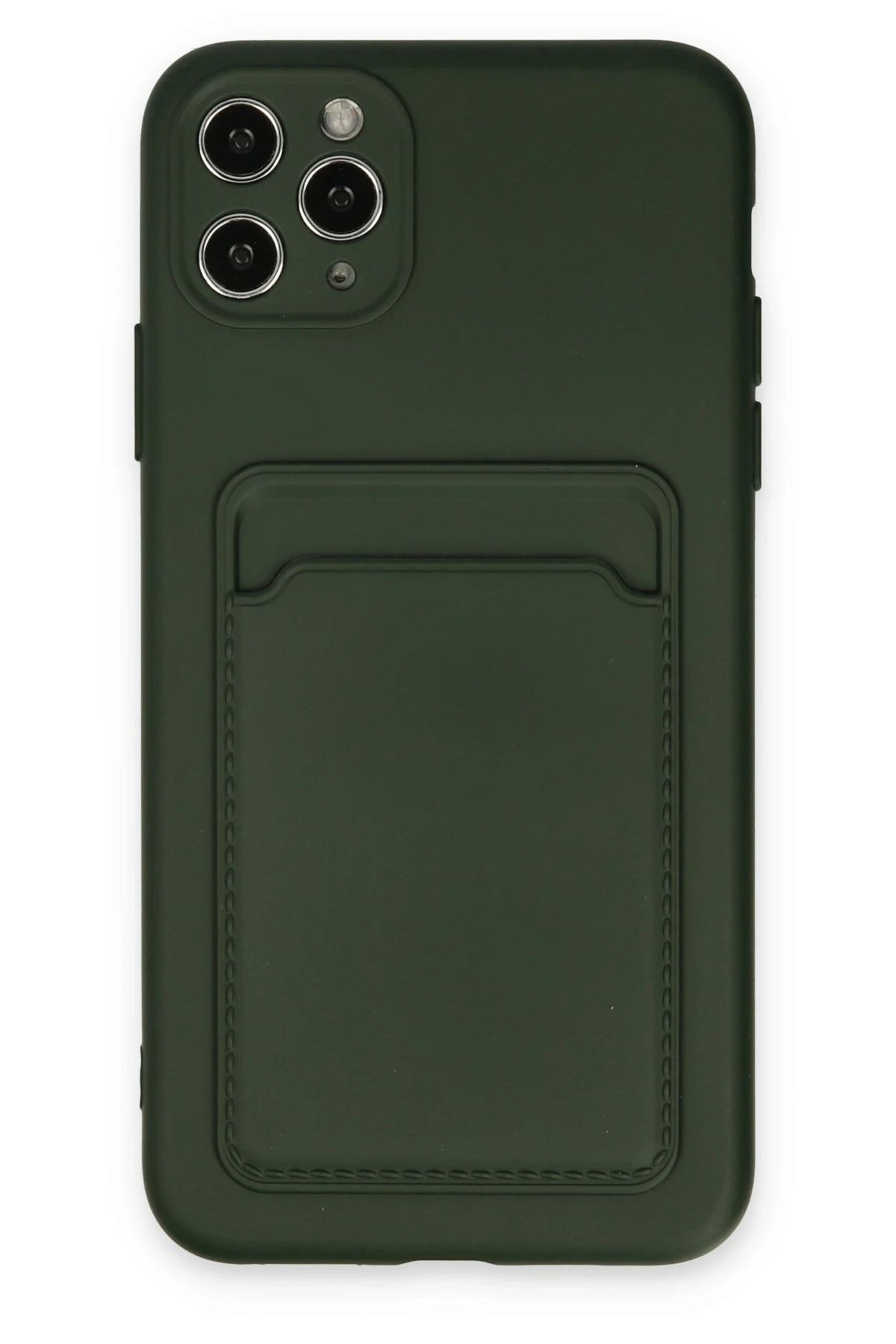 NewFace iPhone 11 Pro Max Kılıf Kelvin Kartvizitli Silikon - Koyu Yeşil NRMSA