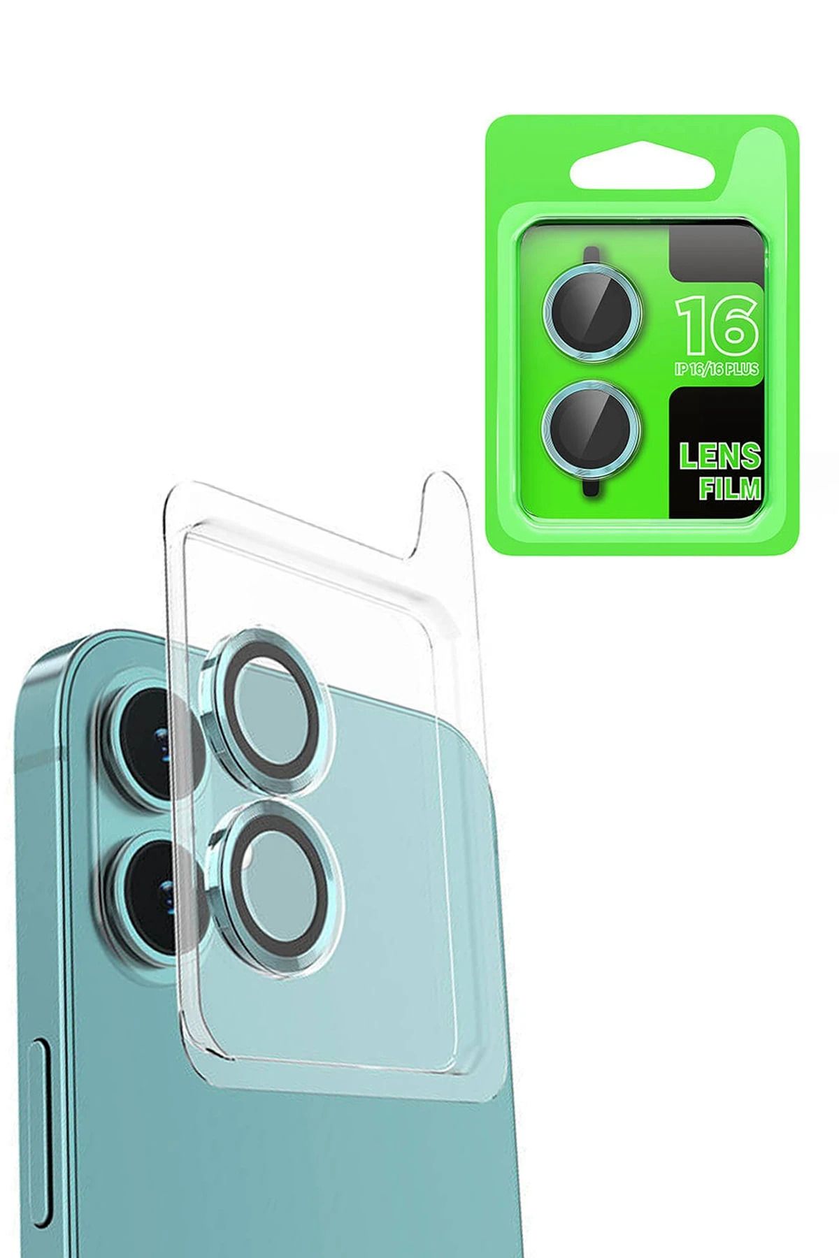 NewFace iPhone 16 Plus Raze Metal Kamera Lens - Turkuaz YNSMR