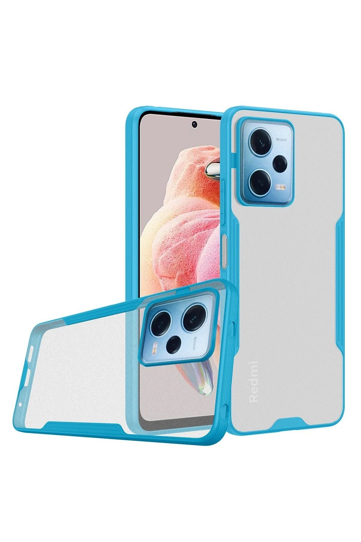 NewFace Xiaomi Redmi Note 12 5G Kılıf Platin Silikon - Mavi HNZRN