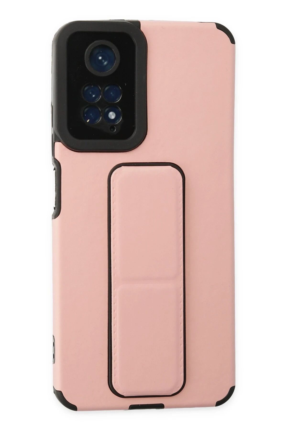 NewFace Xiaomi Redmi Note 11 Kılıf Mega Standlı Silikon - Pudra BSTMY