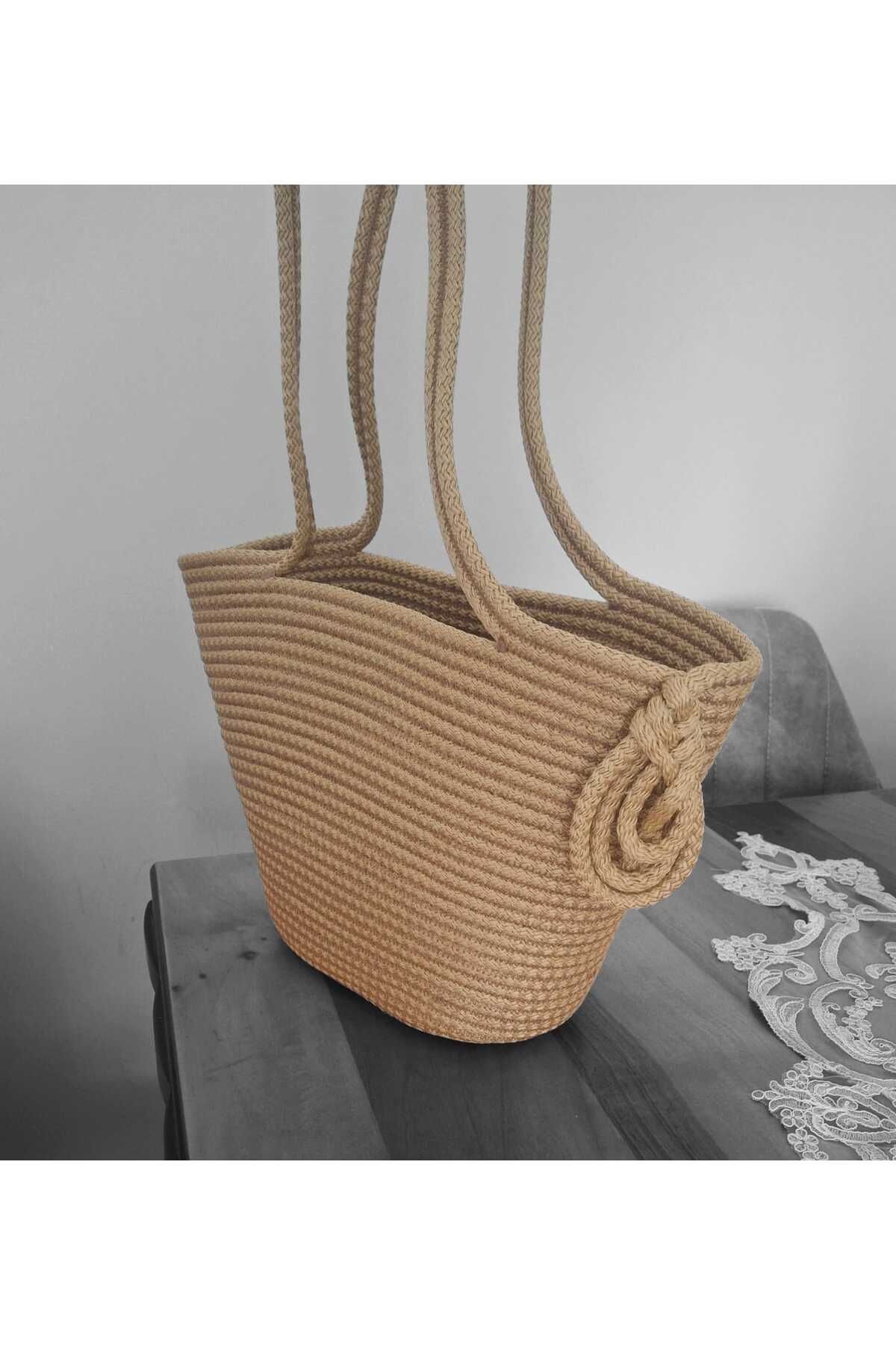 linsa Jüt Modeli Plaj Çantası ( Büyük Boy ) Hasır