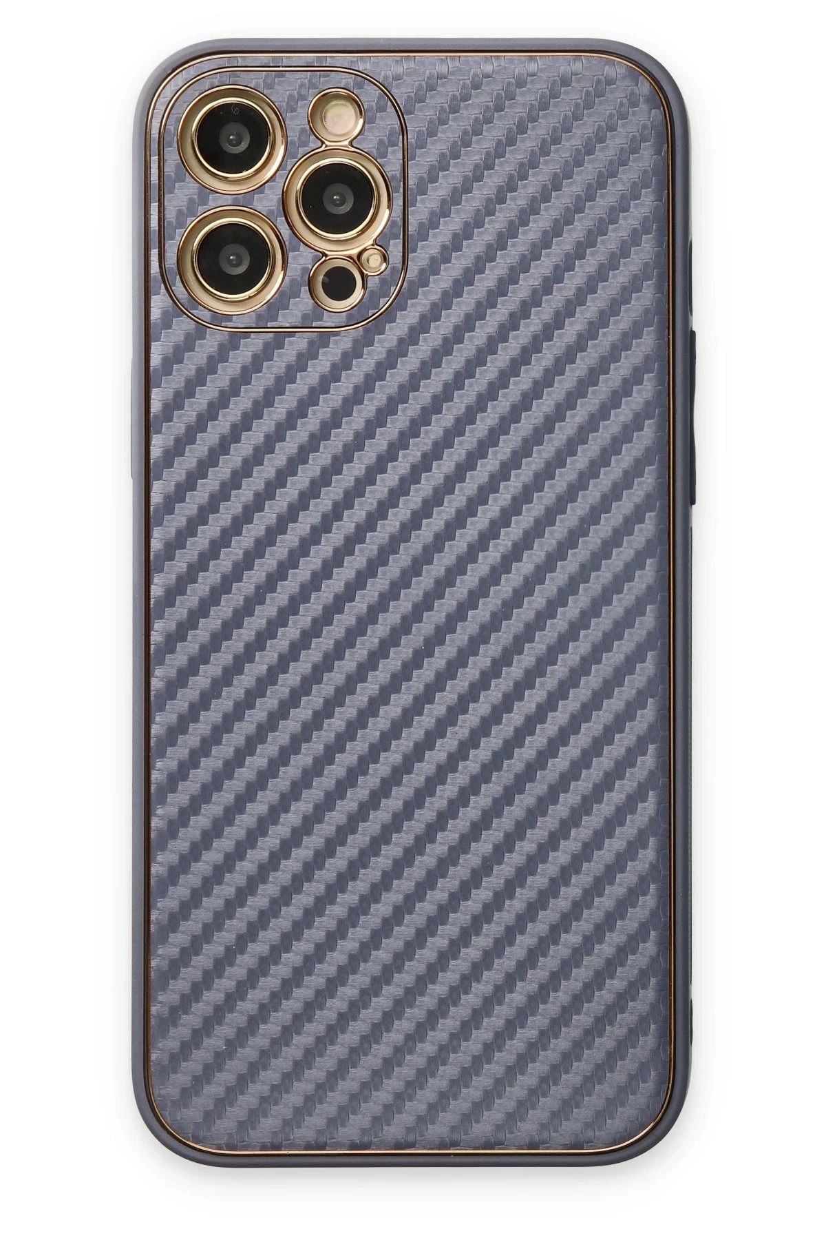NewFace iPhone 12 Pro Max Kılıf Coco Karbon Silikon - Gri BSTMY