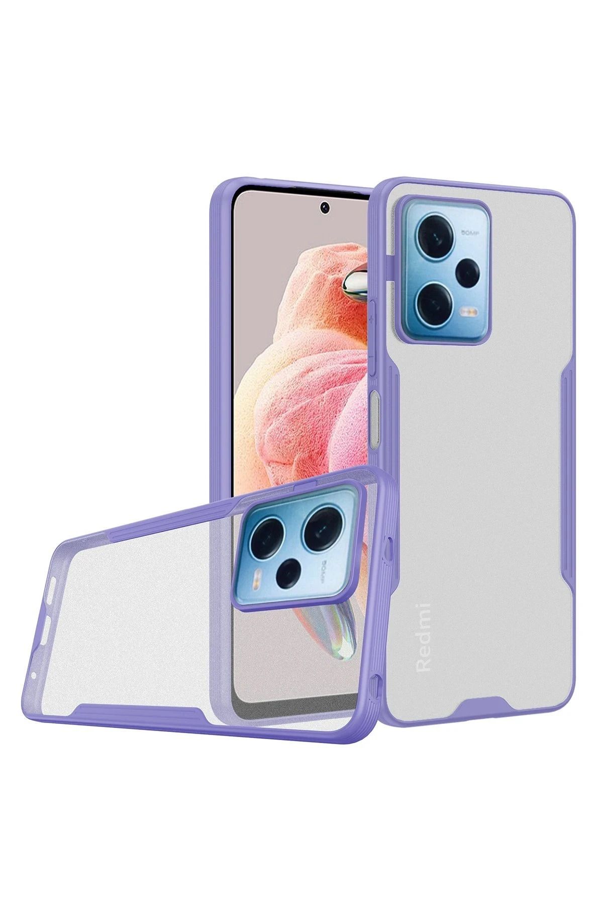 NewFace Xiaomi Redmi Note 12 5G Kılıf Platin Silikon - Lila BSTMY