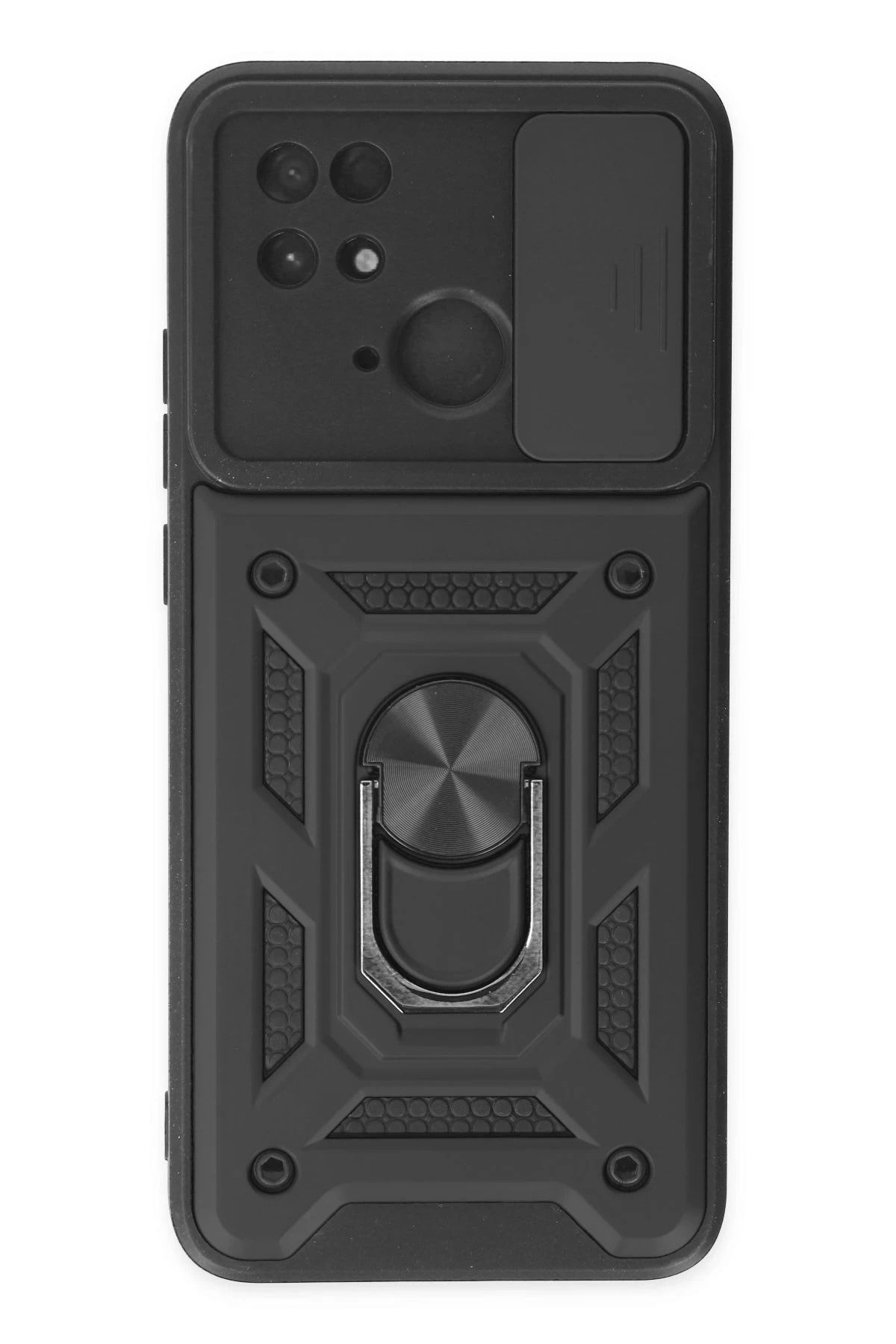 NewFace Xiaomi Redmi 10C Kılıf Pars Lens Yüzüklü Silikon - Siyah BSTMY