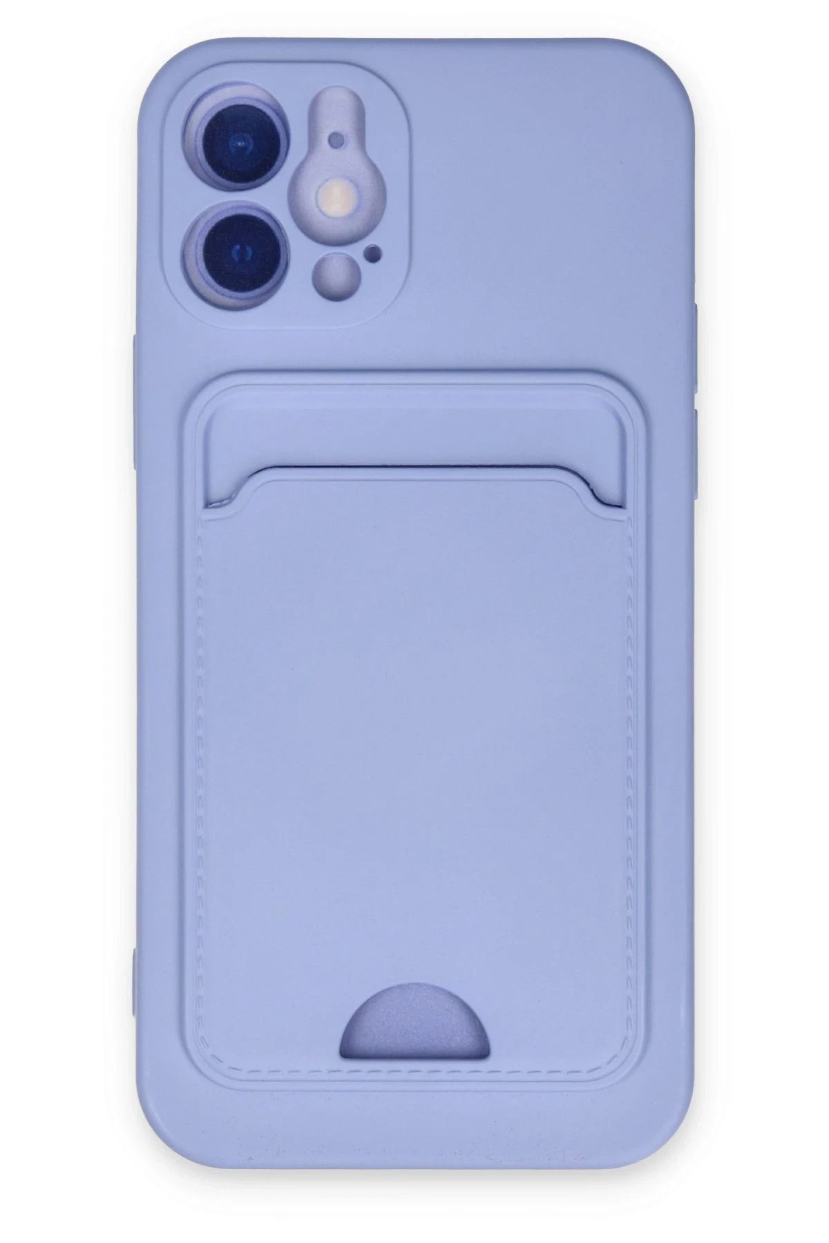 NewFace iPhone 12 Kılıf Kelvin Kartvizitli Silikon - Lila NRMSA