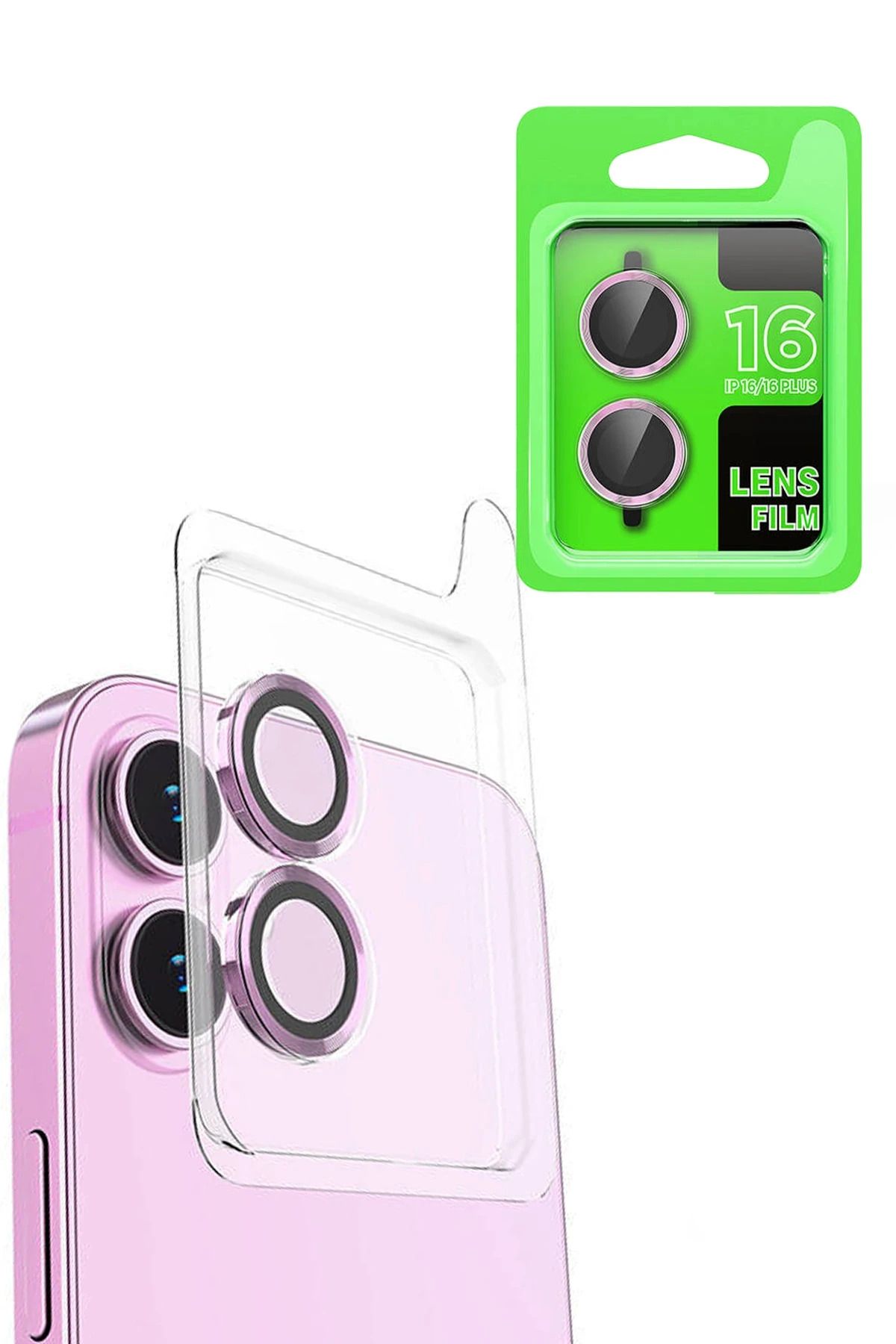 NewFace iPhone 16 Plus Raze Metal Kamera Lens - Pembe DRSTR