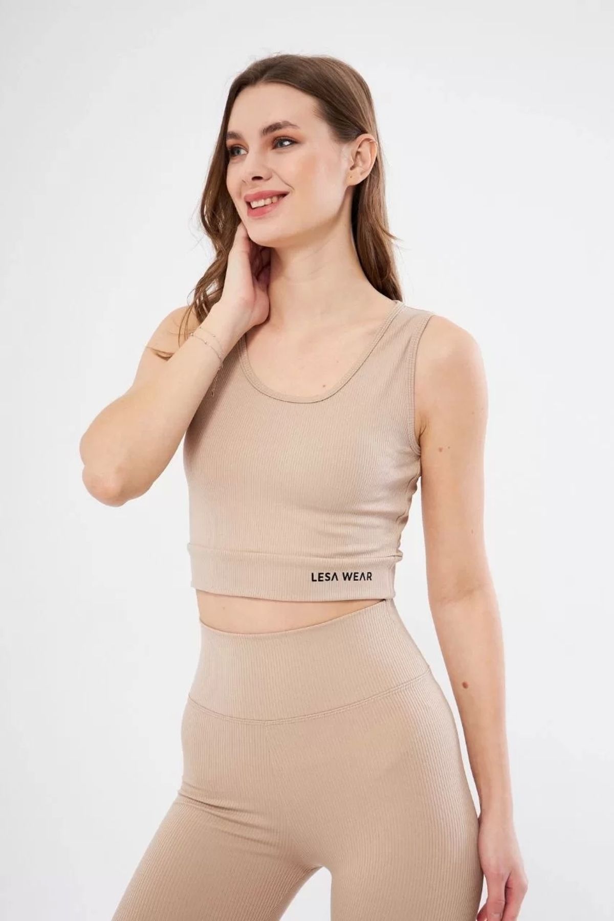 DİAWAYS Kadın Fitilli Baskılı Crop - Bej