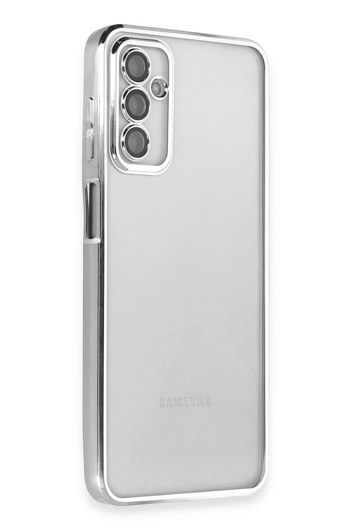 NewFace Samsung Galaxy M23 Kılıf Lensli Silikon - Gümüş JOJUA