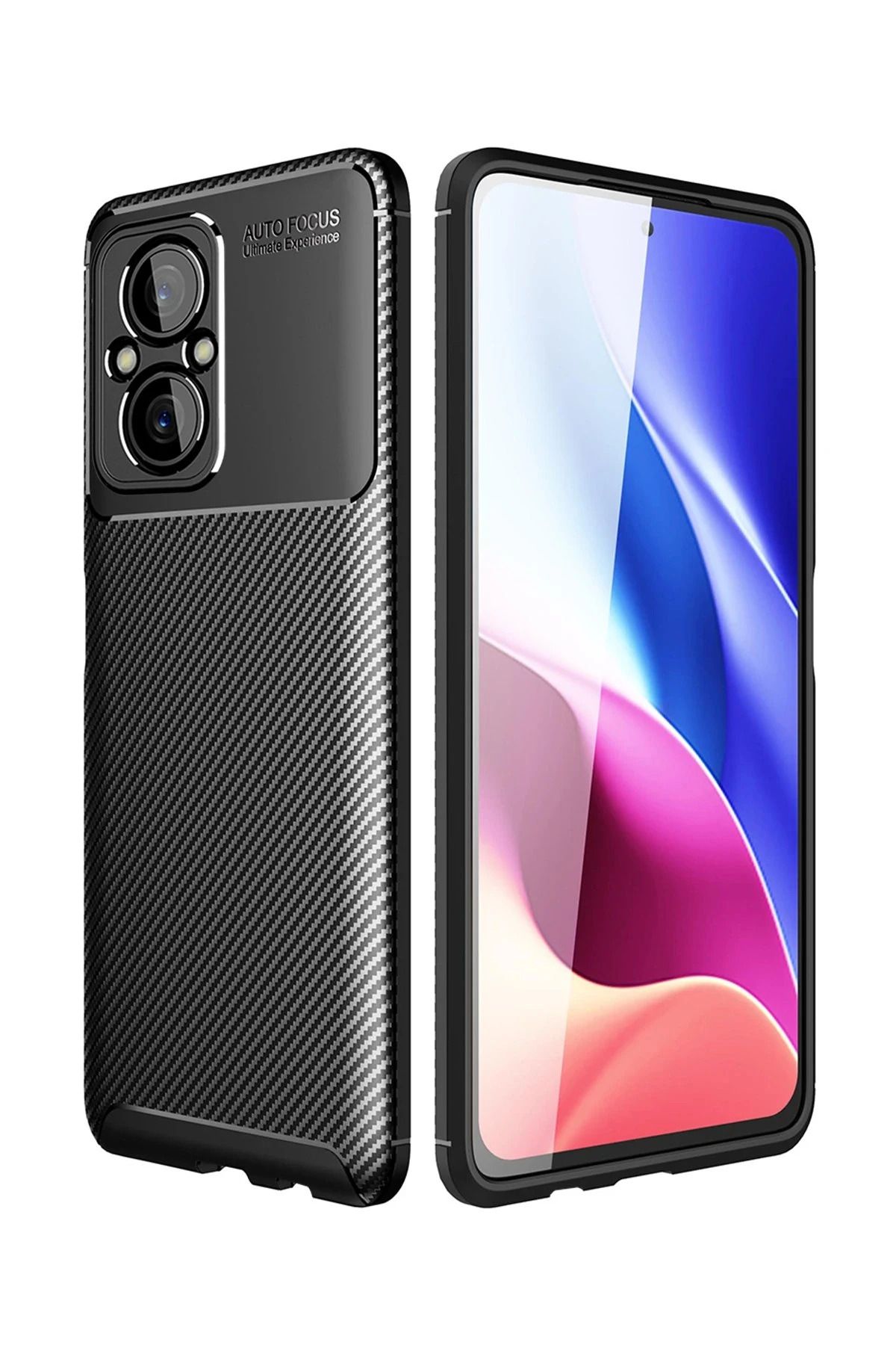 NewFace Xiaomi Poco M5 Kılıf Auto Focus Karbon Kapak - Siyah ALMLA