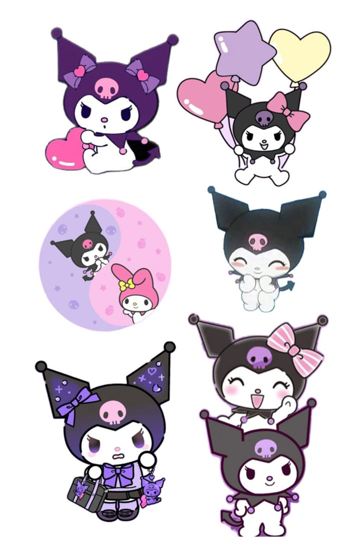 BK Design Kuromi Sticker Telefon Laptop Notebook Tablet Defter Matara Stiker Etiket ST1568