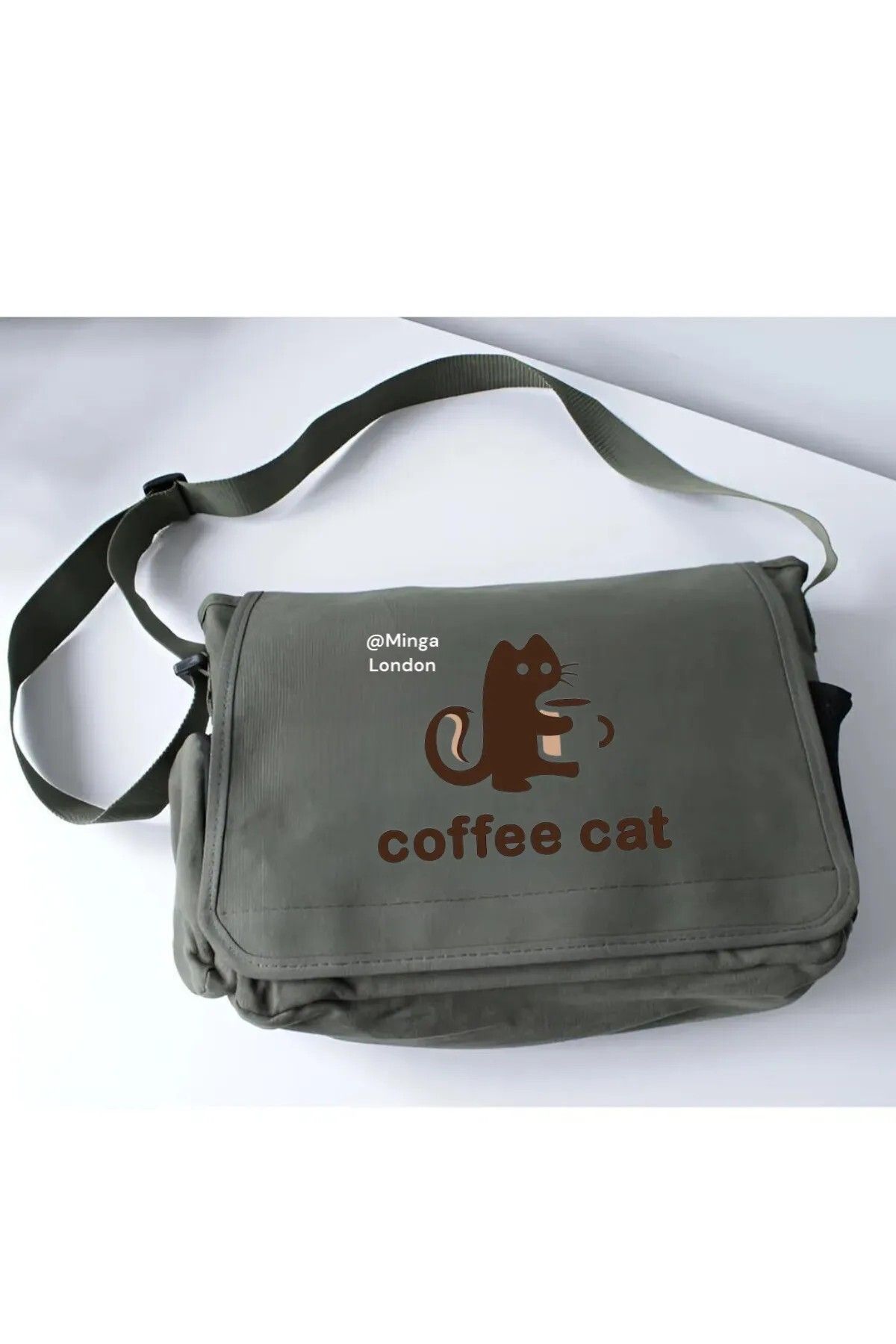 weywot Haki Coffee Cat Brown Okul, Kurs, Dershane Postacı Çantası