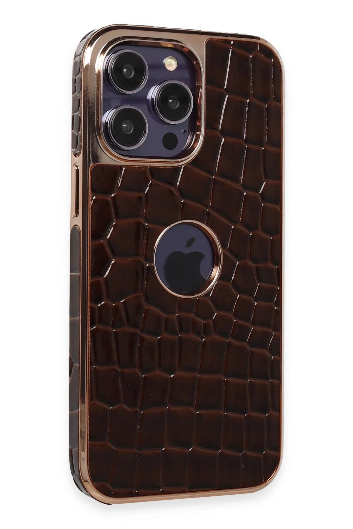 NewFace iPhone 14 Pro Max Kılıf Snake Kapak - Kahverengi NRMSA