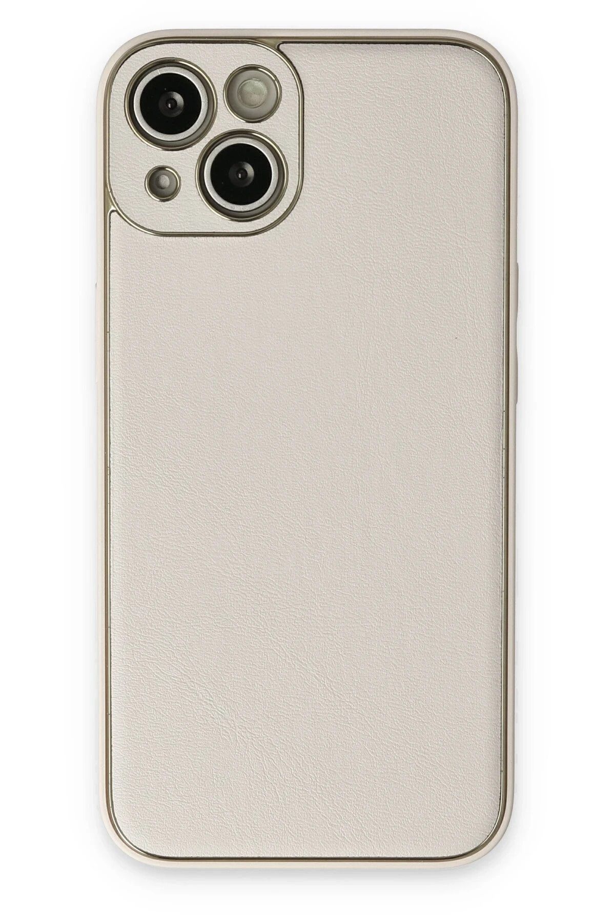 NewFace iPhone 14 Plus Kılıf Coco Deri Silikon Kapak - Beyaz NRMSA