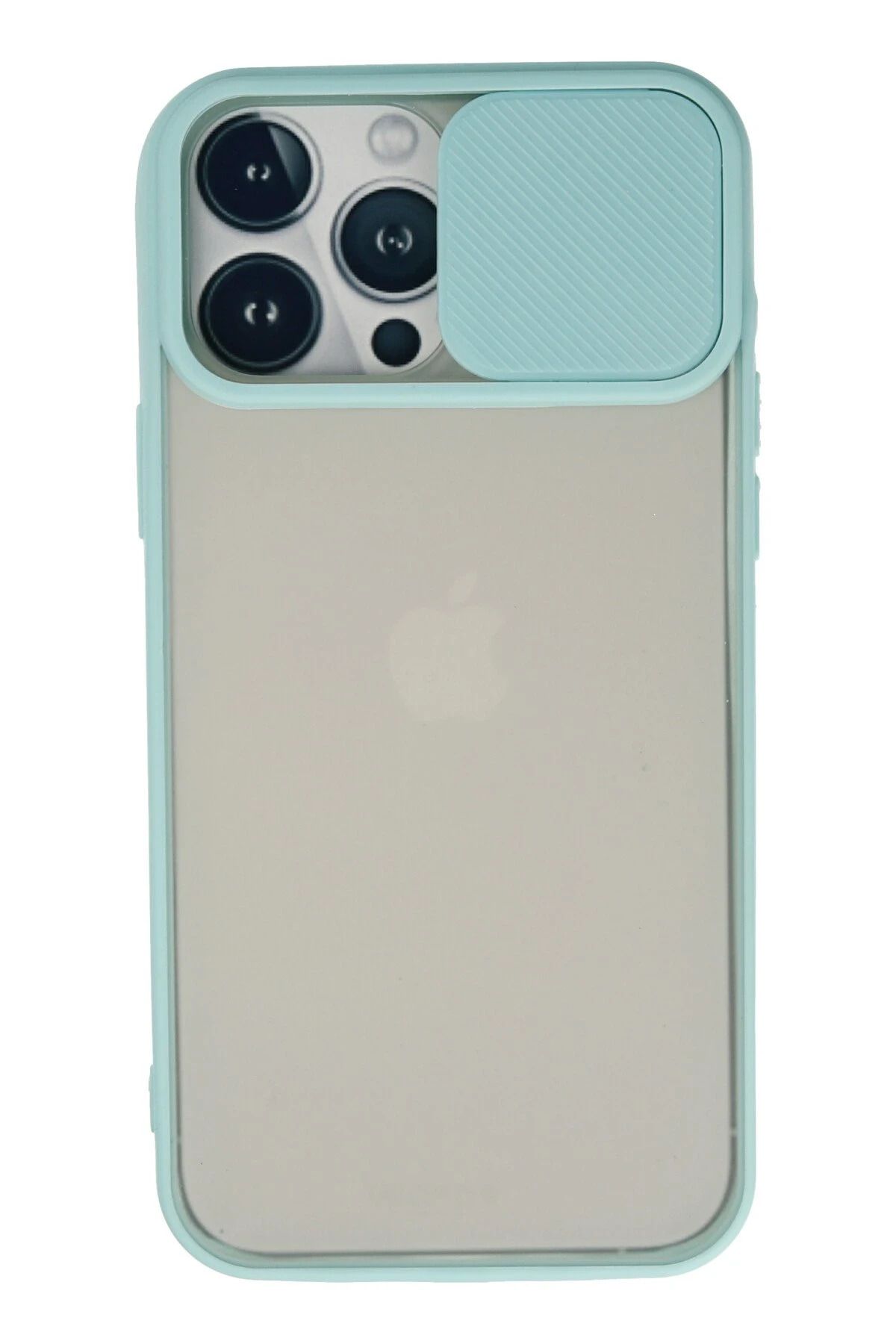 NewFace iPhone 13 Pro Max Kılıf Palm Buzlu Kamera Sürgülü Silikon - Turkuaz NRMSA