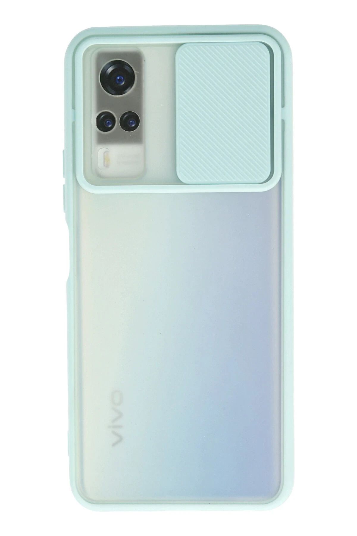 NewFace Vivo Y53S Kılıf Palm Buzlu Kamera Sürgülü Silikon - Turkuaz BSTMY