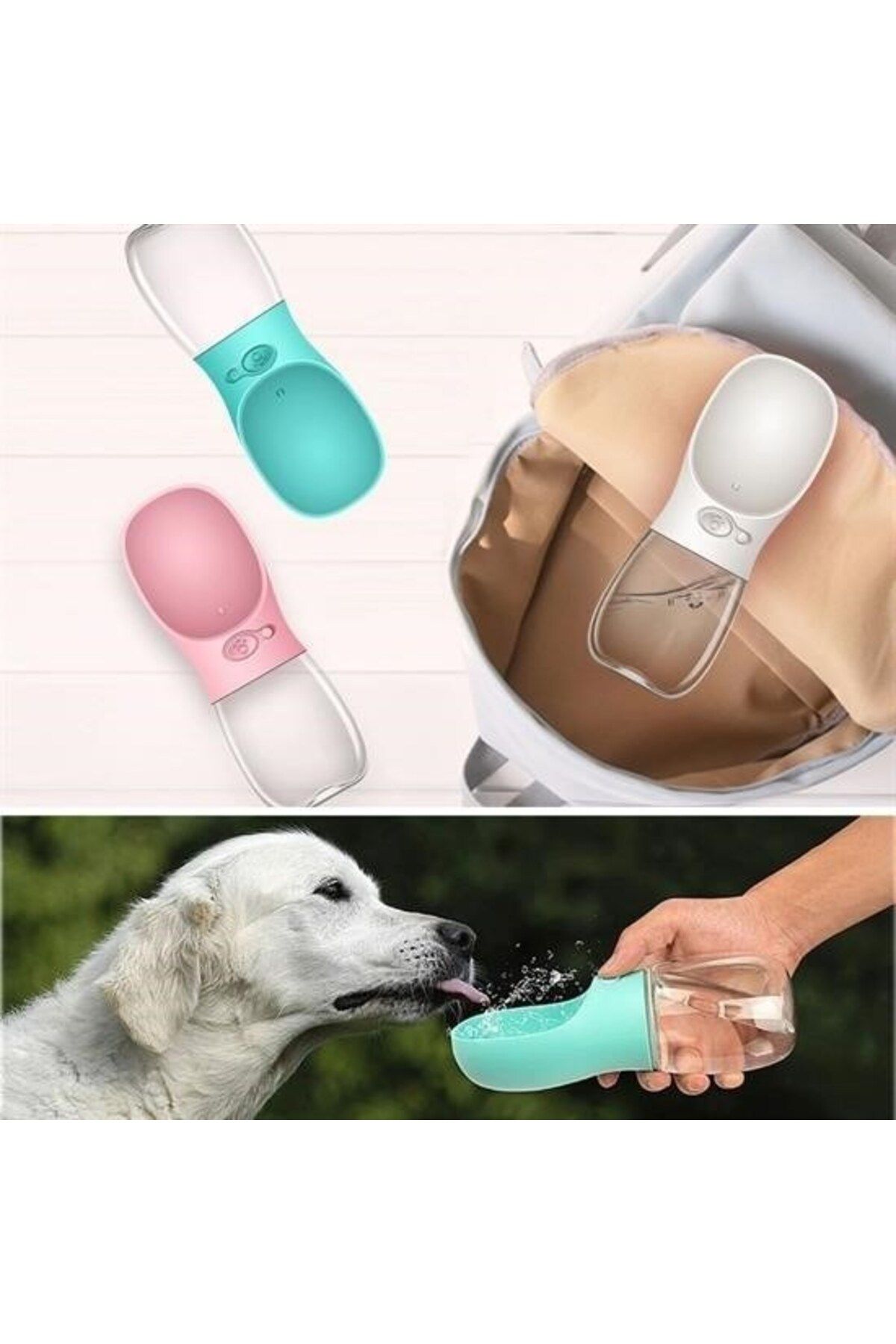 Allproduct ® Taşınabilir Evcil Hayvan Suluğu Seyahat Kabı Kilitlenebilen Su Sızdırmaz Kap 350 ml