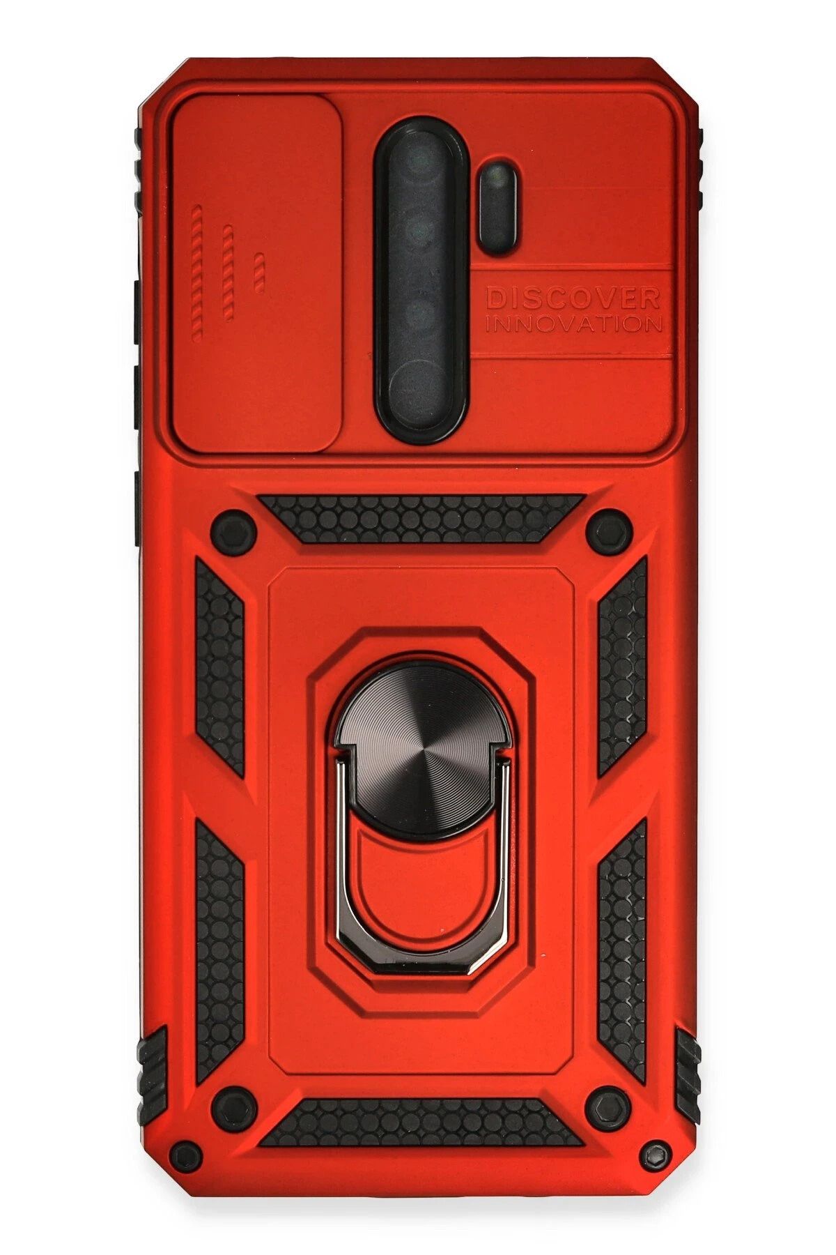 NewFace Xiaomi Redmi Note 8 Pro Kılıf Pars Lens Yüzüklü Silikon - Kırmızı FERRG