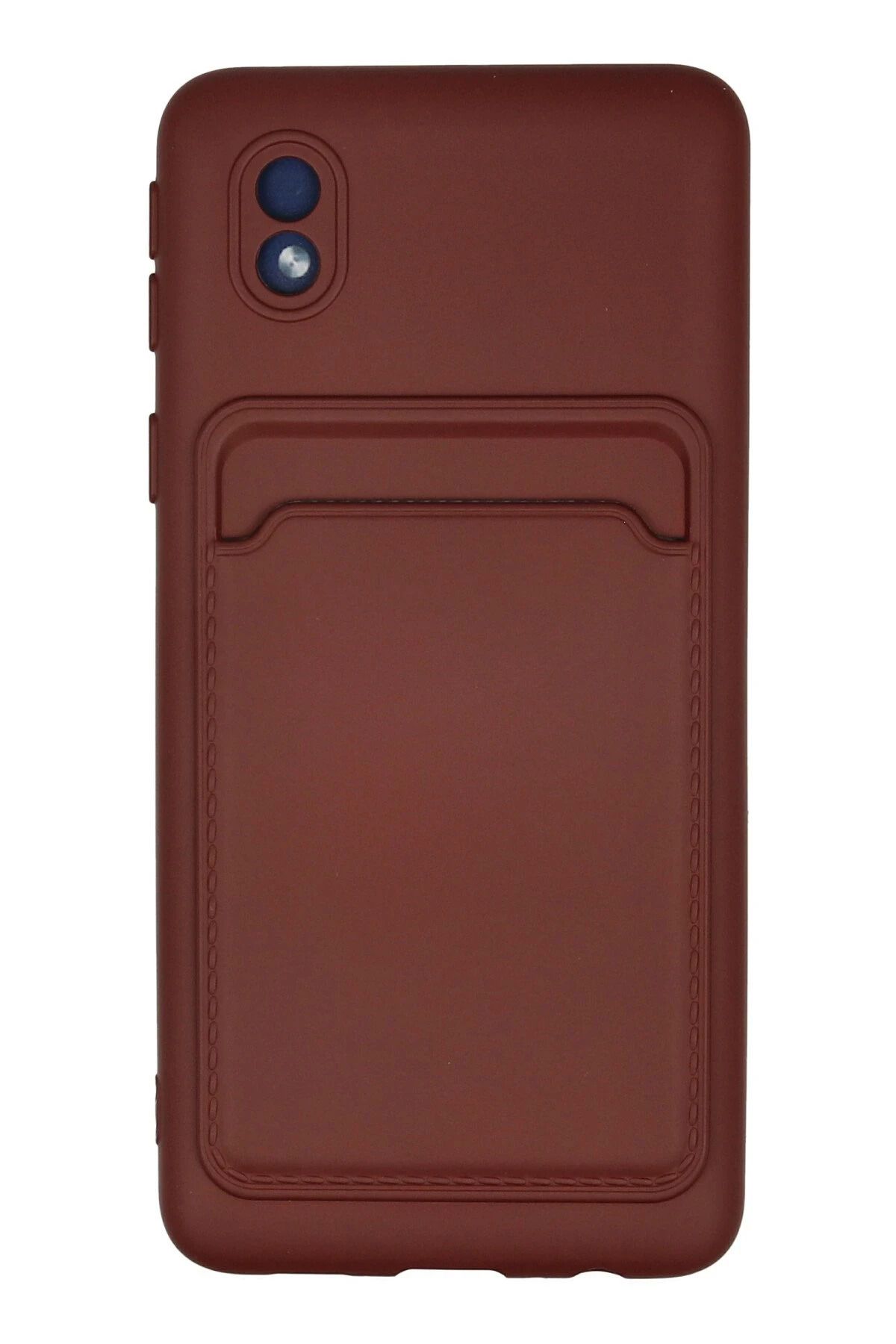 NewFace Samsung Galaxy A01 Core Kılıf Kelvin Kartvizitli Silikon - Bordo FERRG