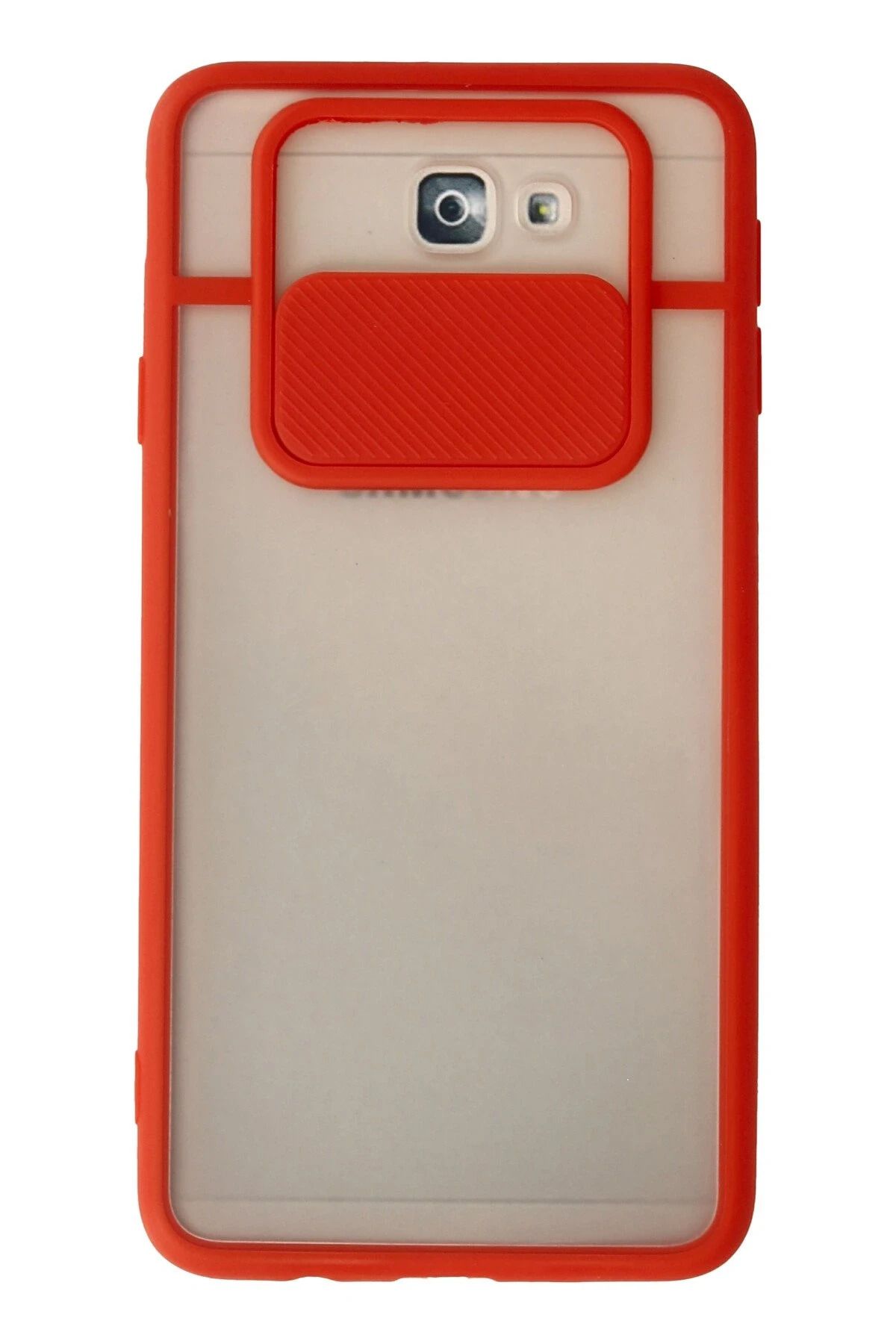 NewFace Samsung Galaxy J7 Prime Kılıf Palm Buzlu Kamera Sürgülü Silikon - Kırmızı BSTMY
