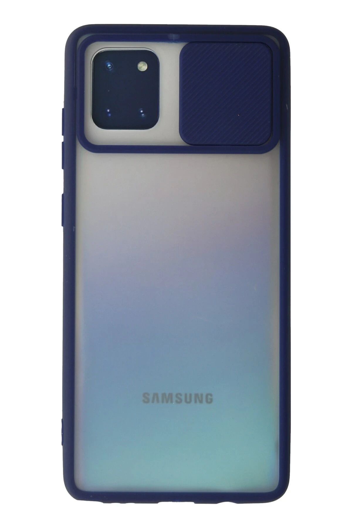 NewFace Samsung Galaxy A81 / Note 10 Lite Kılıf Palm Buzlu Kamera Sürgülü Silikon - Lacivert HNZRN
