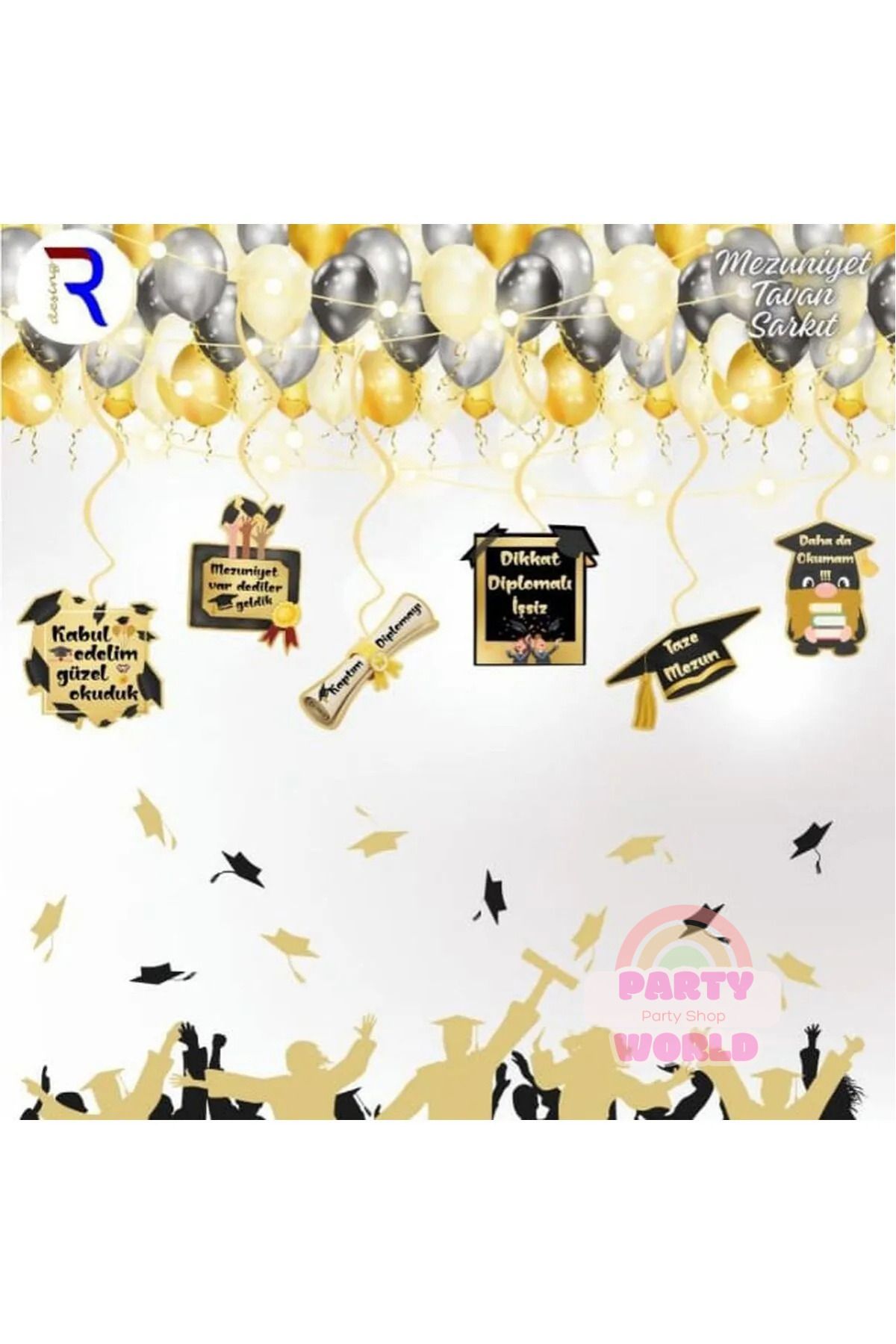 party world Mezuniyet Tavan Sarkıt Süs – 6'lı Set
