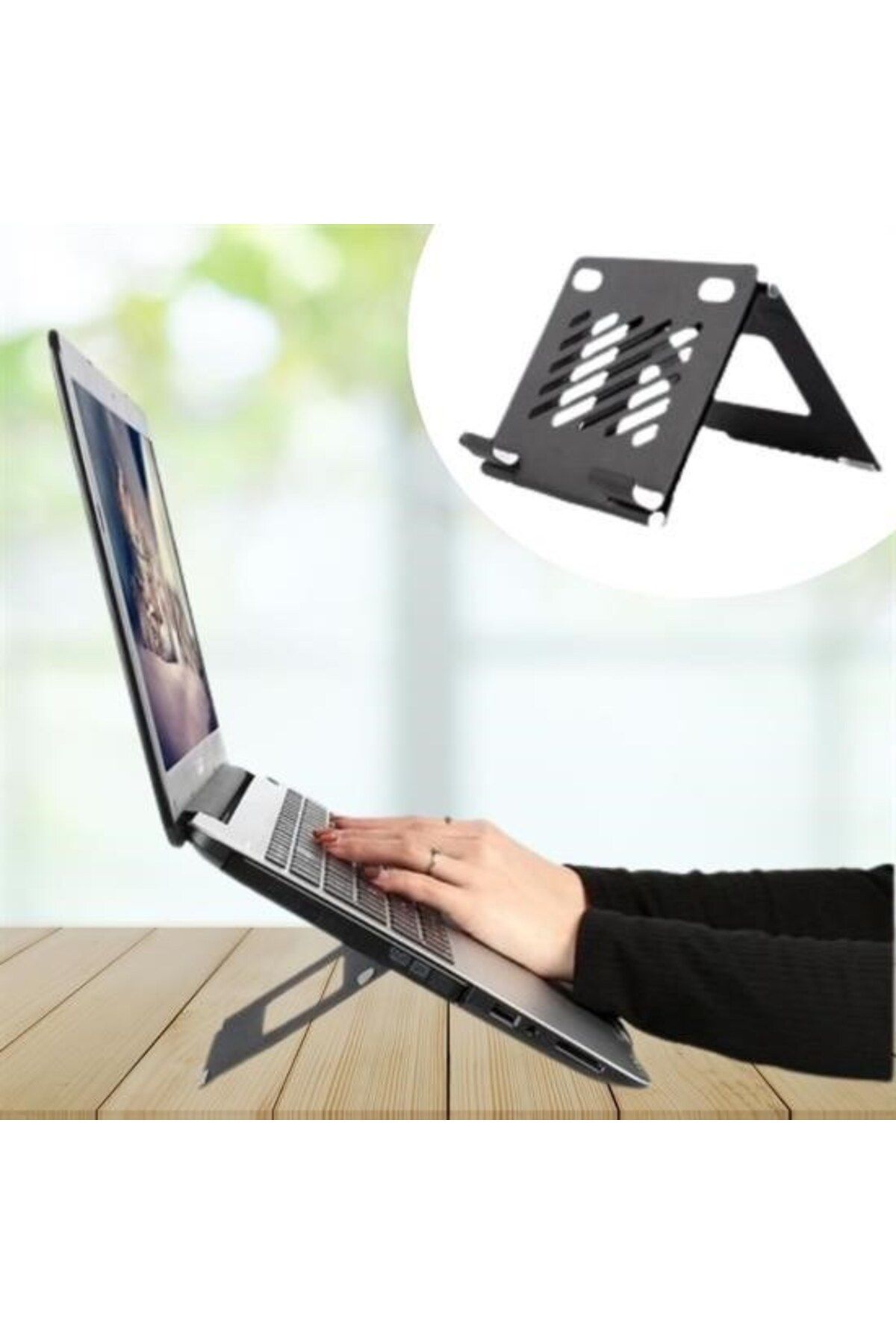 Tahtakale Toptancısı Buffer® Ayarlanabilir Metal Dizüstü Destek Tabanı Katlanabilir Taşınabilir Laptop Sehpası Standı