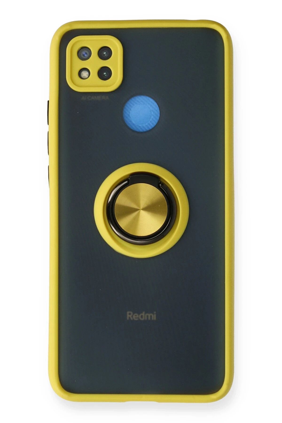 NewFace Xiaomi Redmi 9C Kılıf Montreal Yüzüklü Silikon Kapak - Sarı YNSMR