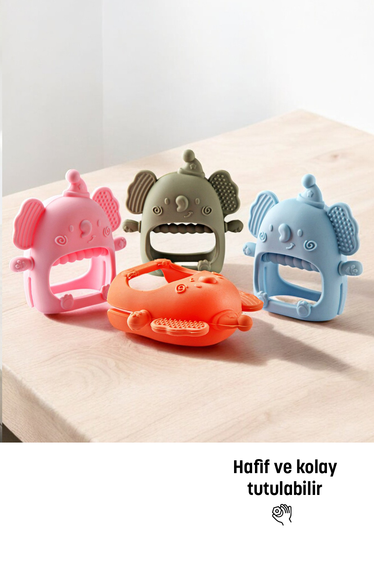 Kiki Silikon Bebek Diş Kaşıyıcı - Diş Kaşıma Eldiveni -silikon Eldiven Dişlik Fil fotoğrafı 4 (önizleme)