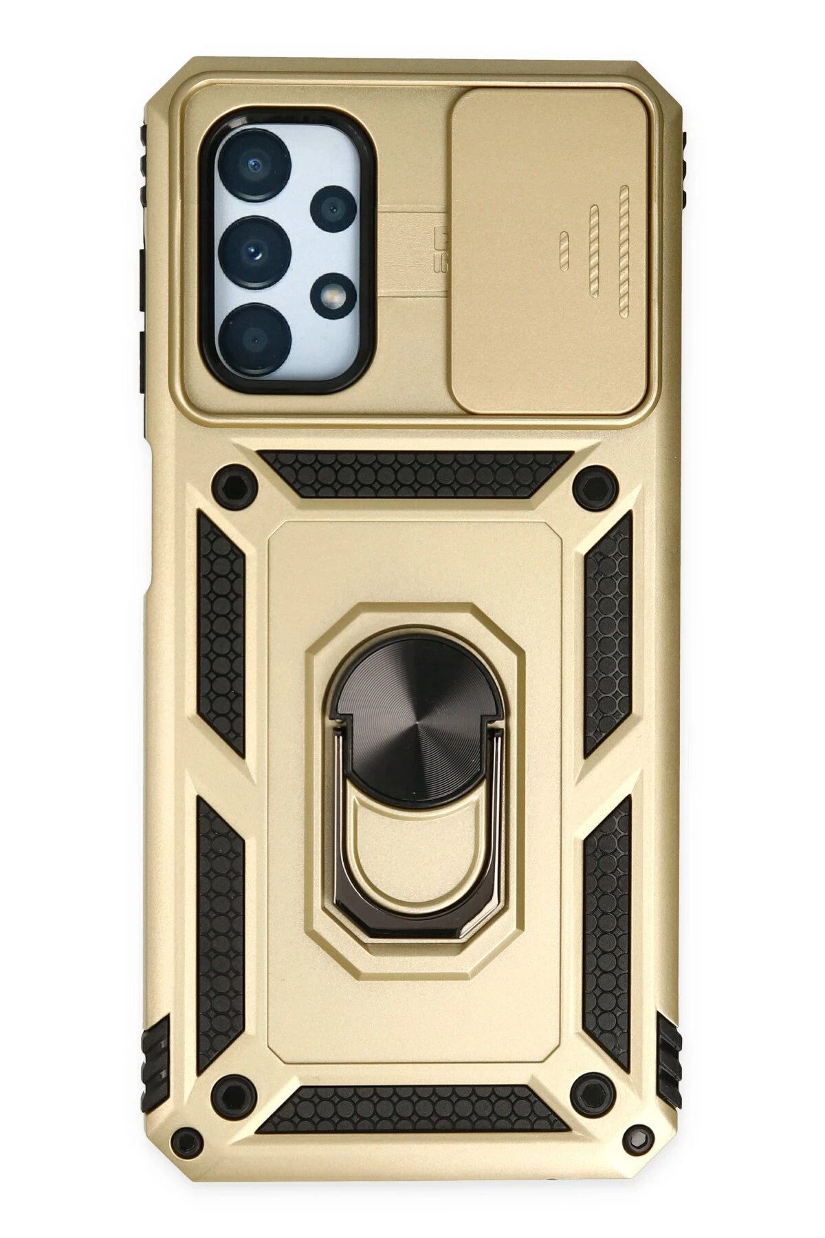 NewFace Samsung Galaxy A23 4G Kılıf Pars Lens Yüzüklü Silikon - Gold INSLM