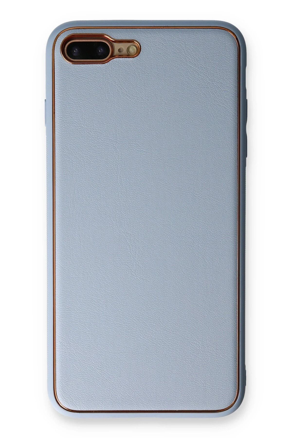 NewFace iPhone 7 Plus Kılıf Coco Deri Silikon Kapak - Açık Mavi INSLM
