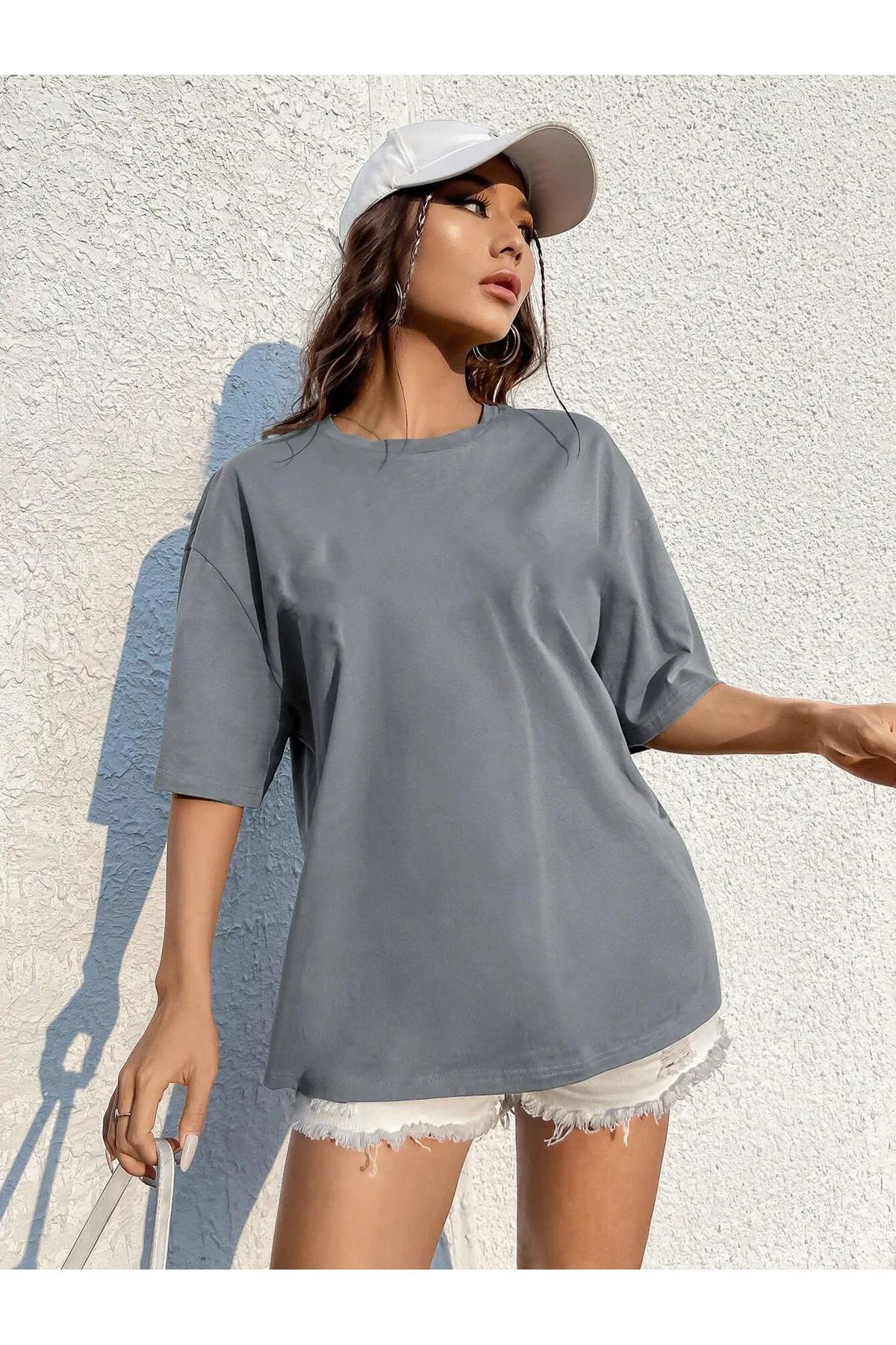 LG LAGULER Düz Renkli Oversize Tişört, Bahar ve Yaz İçin Rahat Kısa Kollu Üst, Unisex Kadın Erkek