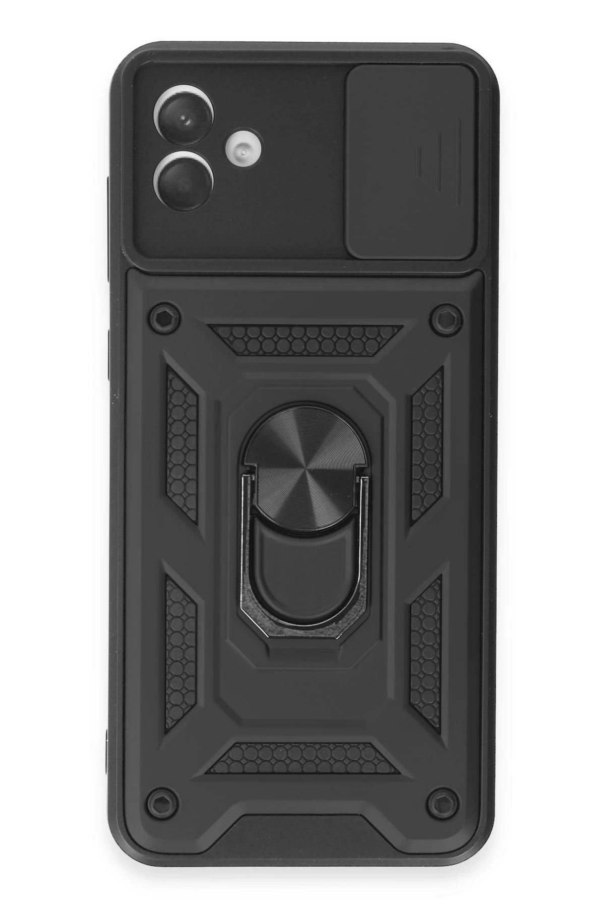 NewFace Samsung Galaxy A04E Kılıf Pars Lens Yüzüklü Silikon - Siyah NRMSA