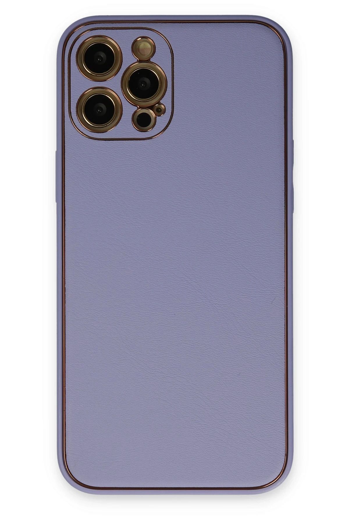 NewFace iPhone 12 Pro Kılıf Coco Deri Silikon Kapak - Açık Lila INSLM