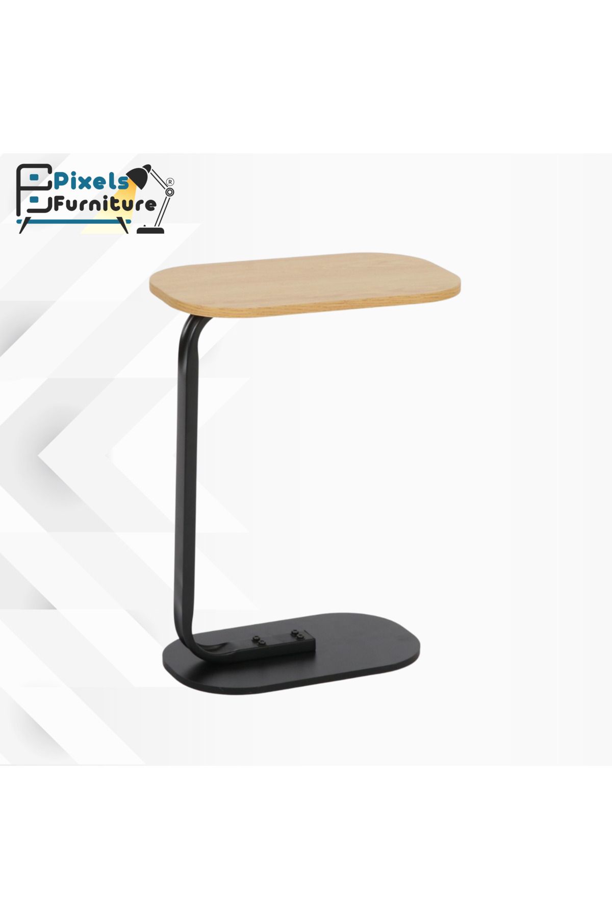 PixelsFurniture-Set of 2 Pixel Furniture C-Shaped Side Table for Sofa and Bed, Table with Solid Metal Bases 3