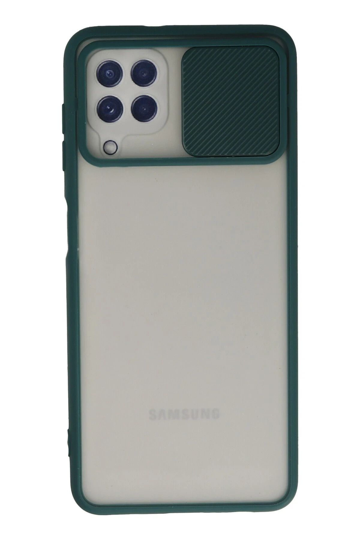 NewFace Samsung Galaxy A22 Kılıf Palm Buzlu Kamera Sürgülü Silikon - Yeşil JOJUA