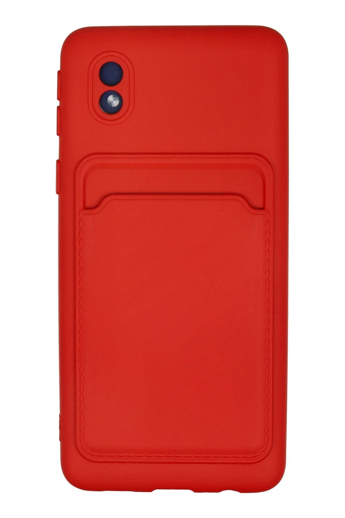 NewFace Samsung Galaxy A01 Core Kılıf Kelvin Kartvizitli Silikon - Kırmızı JOJUA