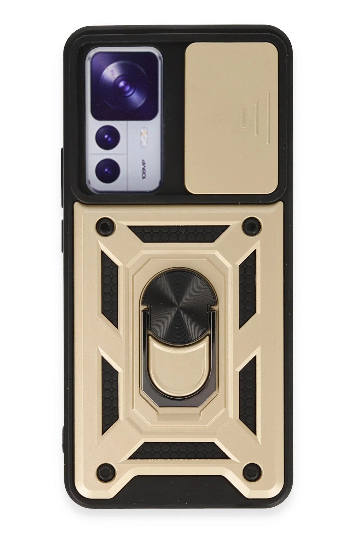 NewFace Xiaomi Mi 12T Pro Kılıf Pars Lens Yüzüklü Silikon - Gold INSLM