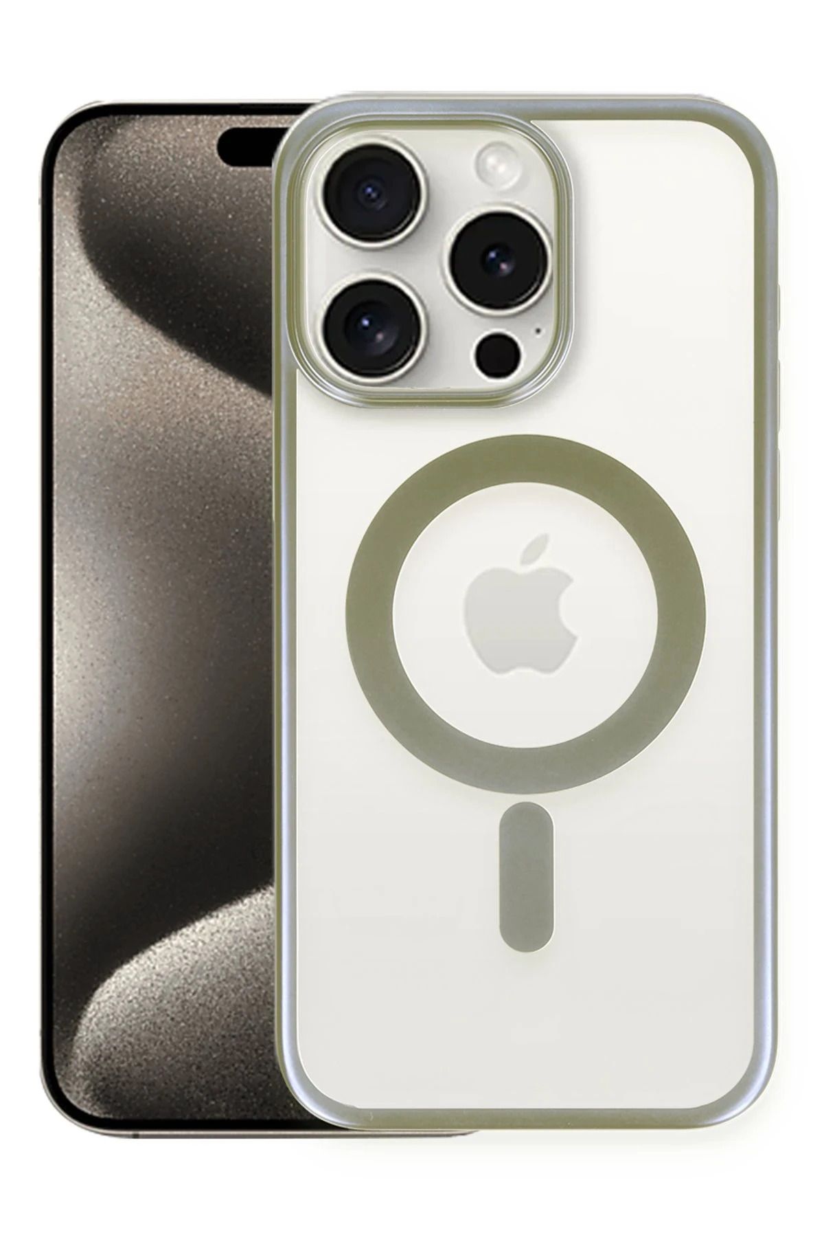NewFace iPhone 15 Pro Kılıf Erozi Magsafe Kapak - Gri JOJUA