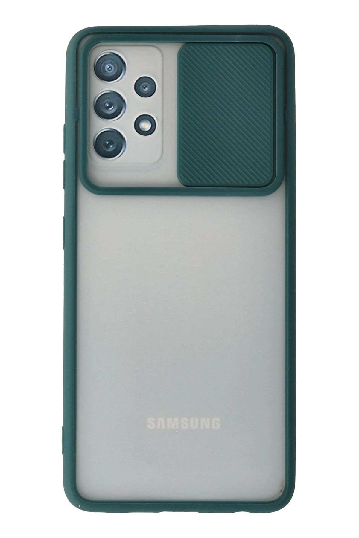 NewFace Samsung Galaxy A72 Kılıf Palm Buzlu Kamera Sürgülü Silikon - Yeşil JOJUA