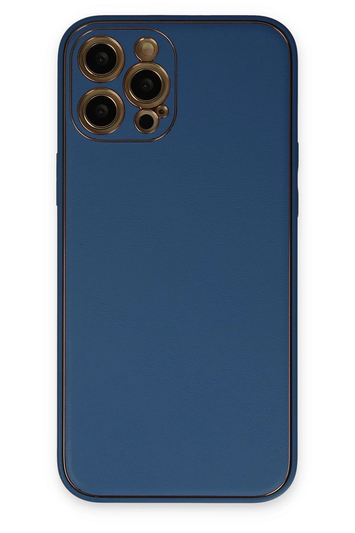 NewFace iPhone 12 Pro Kılıf Coco Deri Silikon Kapak - Açık Mavi INSLM