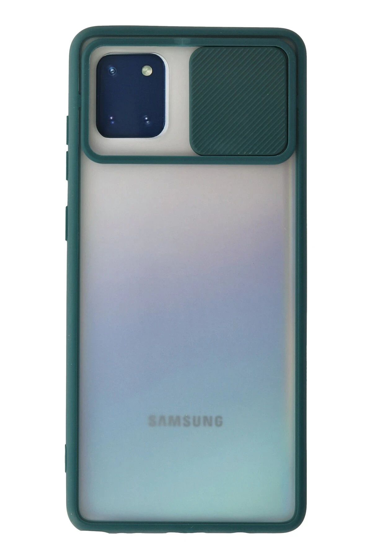 NewFace Samsung Galaxy A81 / Note 10 Lite Kılıf Palm Buzlu Kamera Sürgülü Silikon - Yeşil HNZRN