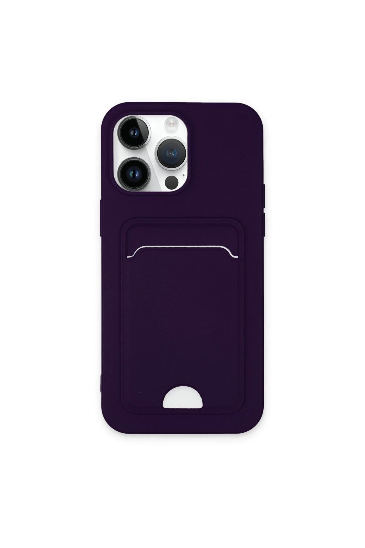 NewFace iPhone 14 Pro Kılıf Kelvin Kartvizitli Silikon - Derin Mor YNSMR