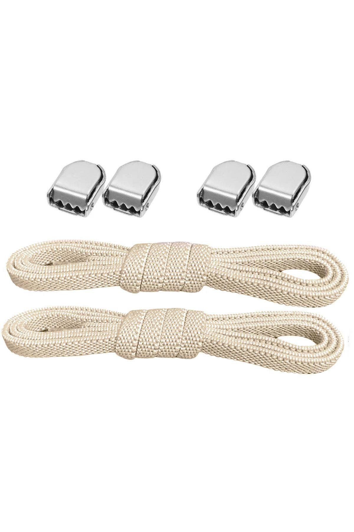 hapshoe Akıllı Kilitli Ayarlanabilir 1 Çift Bej 6 MM Lastik Pratik Bağcık
