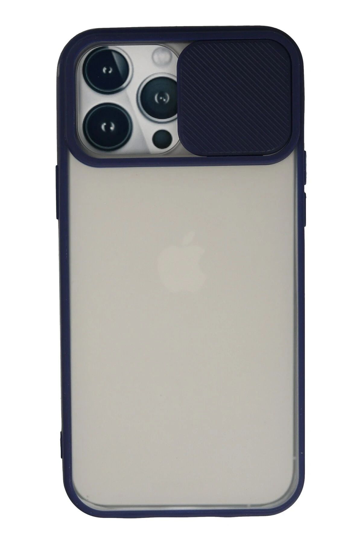 NewFace iPhone 13 Pro Max Kılıf Palm Buzlu Kamera Sürgülü Silikon - Lacivert JOJUA