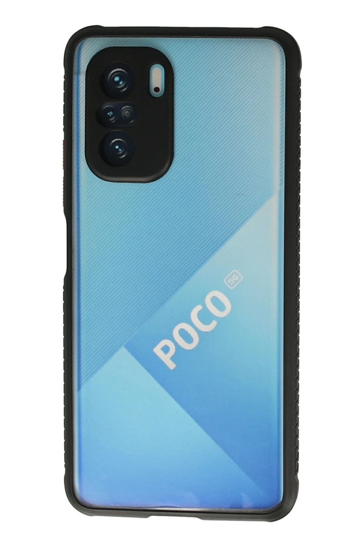 NewFace Xiaomi Poco F3 Kılıf Miami Şeffaf Silikon - Siyah BSTMY