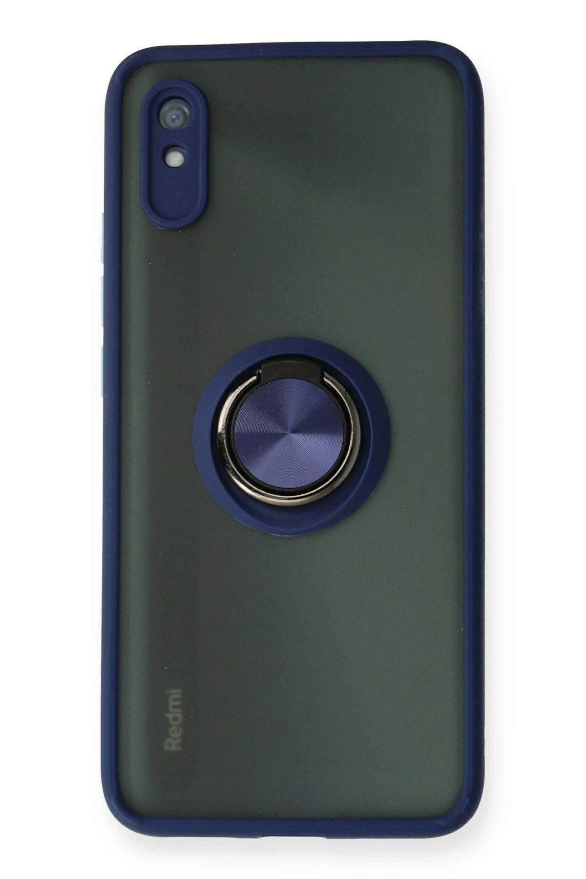 NewFace Xiaomi Redmi 9A Kılıf Montreal Yüzüklü Silikon Kapak - Lacivert NRMSA