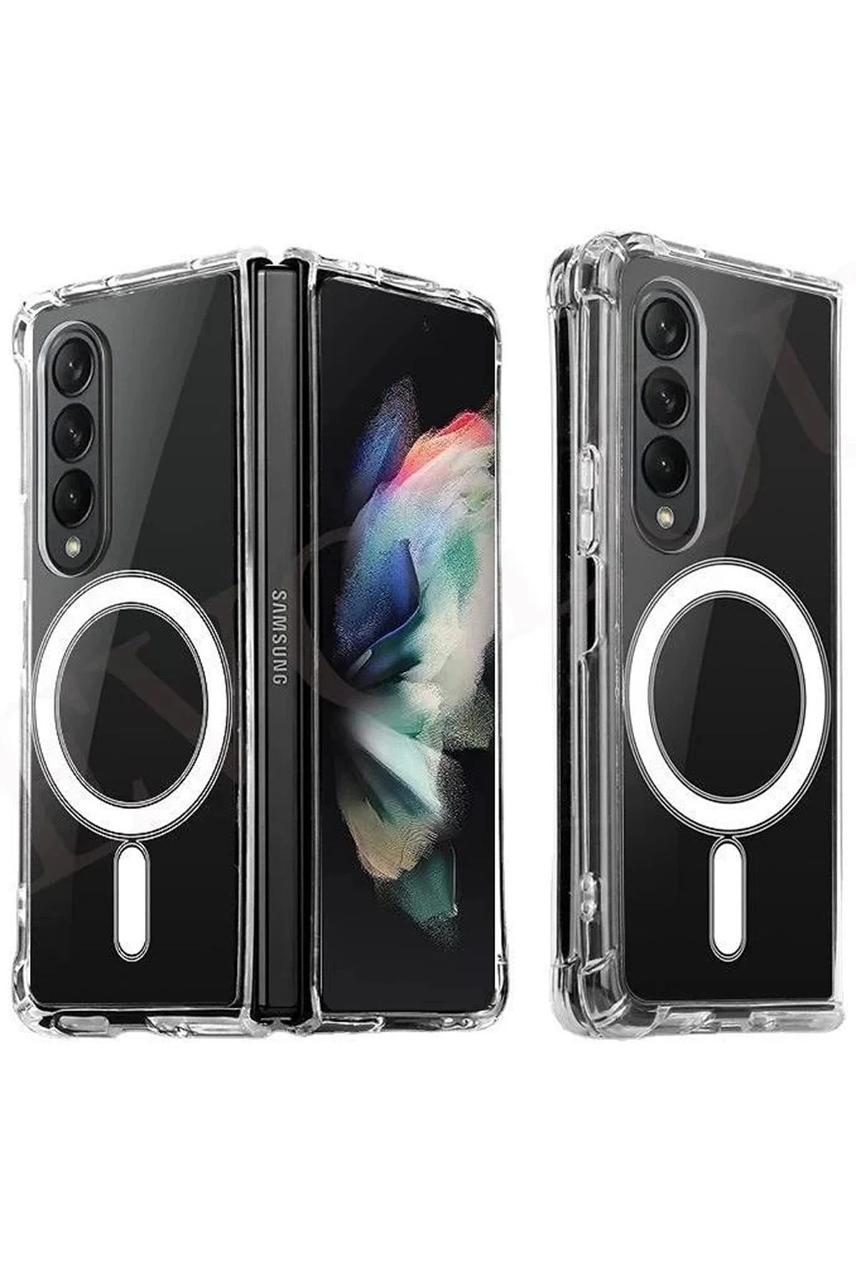 NewFace Samsung Galaxy Z Fold 4 Kılıf Magneticsafe Şeffaf Silikon - Şeffaf JOJUA
