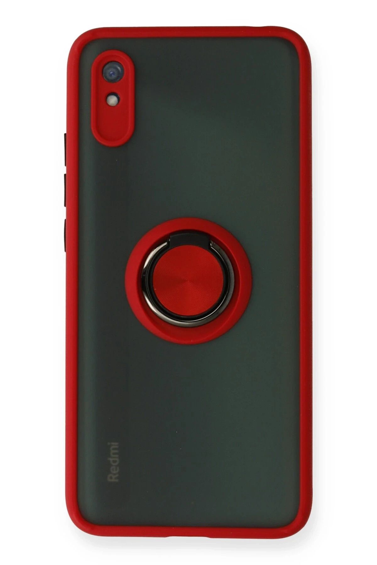 NewFace Xiaomi Redmi 9A Kılıf Montreal Yüzüklü Silikon Kapak - Kırmızı NRMSA