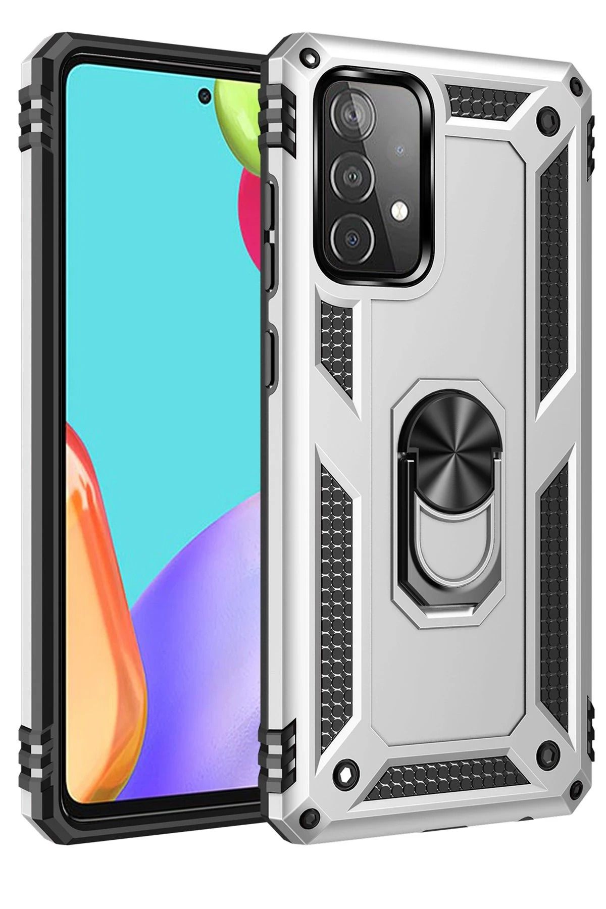 NewFace Samsung Galaxy A33 5G Kılıf Sofya Yüzüklü Silikon Kapak - Gümüş JOJUA